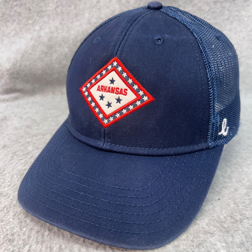 Arkansas State Flag Patch Mens Navy Epik Trucker Hat Snapback Mesh OSFM